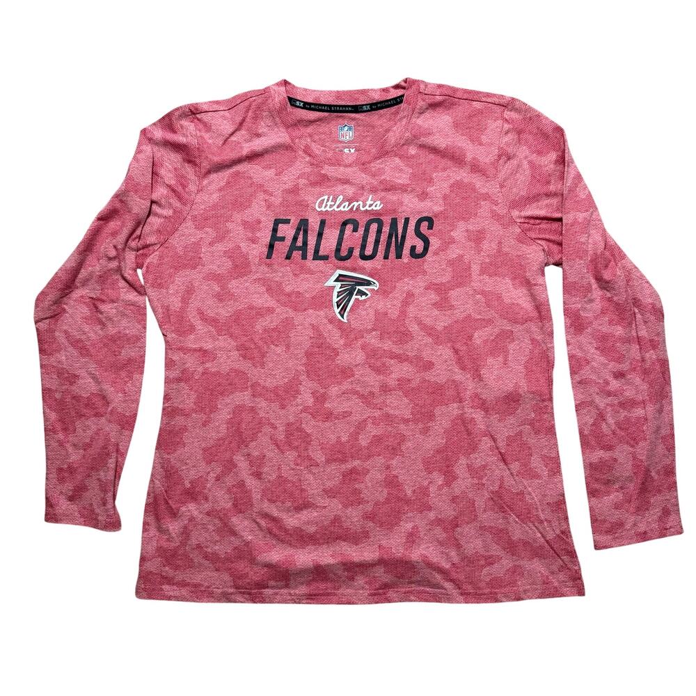 NWT NFL Altlanta Falcons Michael Strahan Red Camo Long Sleeve Shirt Size XL